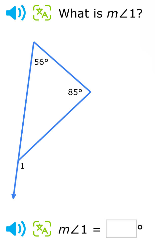 What is m∠ 1 ?
x m∠ 1=□°