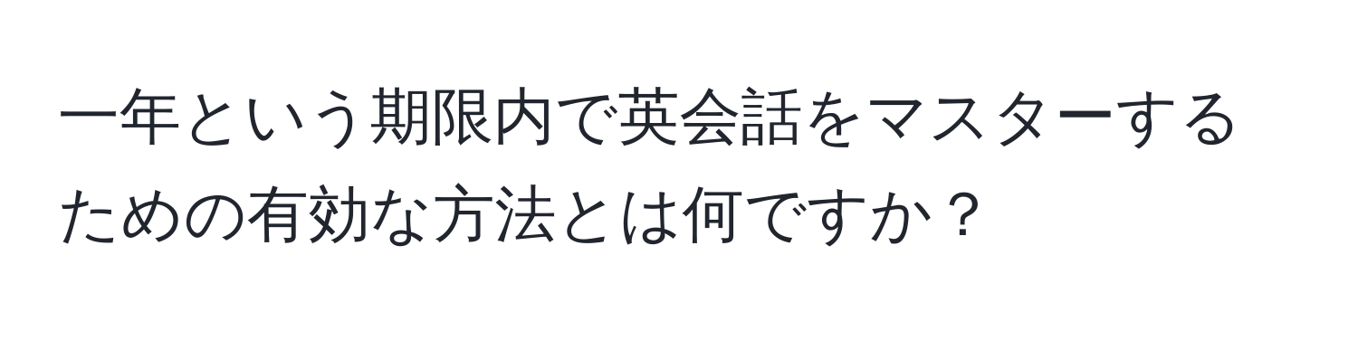 一年という期限内で英会話をマスターするための有効な方法とは何ですか？