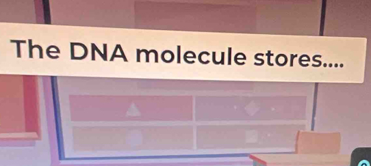 The DNA molecule stores....