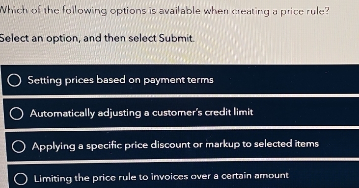 Solved: Which of the following options is available when creating a ...