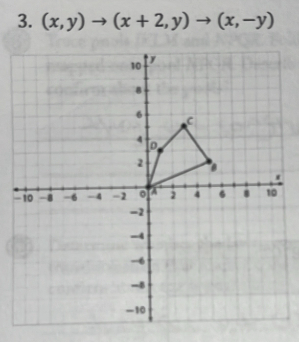 (x,y)to (x+2,y)to (x,-y)