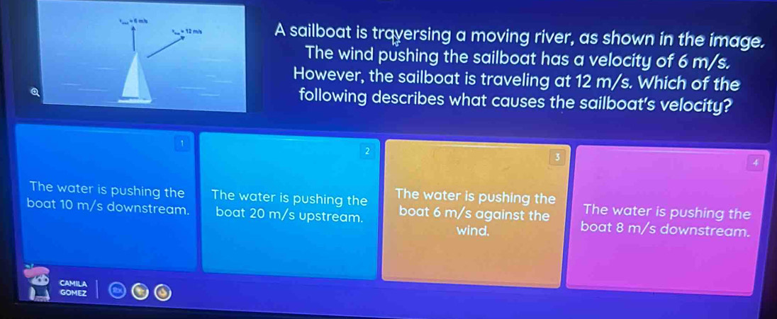 Solved: A sailboat is trayersing a moving river, as shown in the image ...
