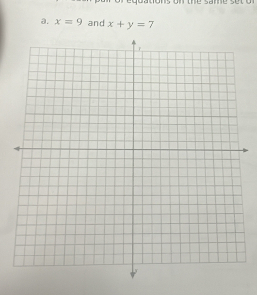 quations on the same se t 
a. x=9 and x+y=7