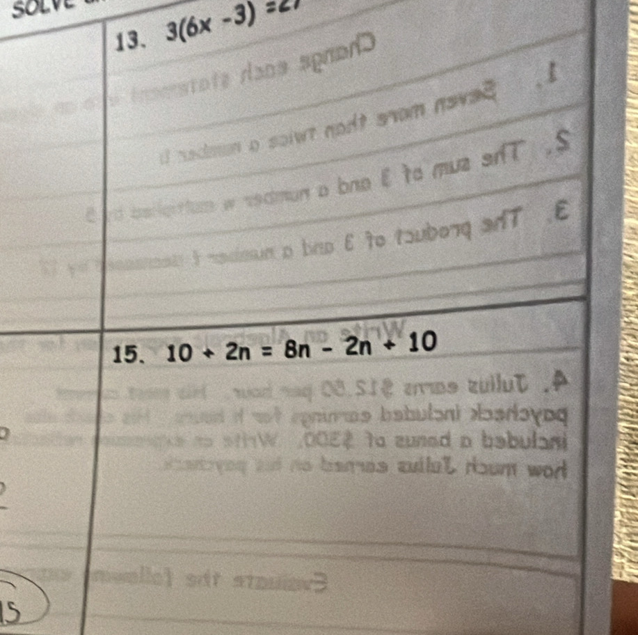 SOLVE
3(6x-3)=27
5