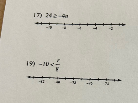 24≥ -4n
19) -10