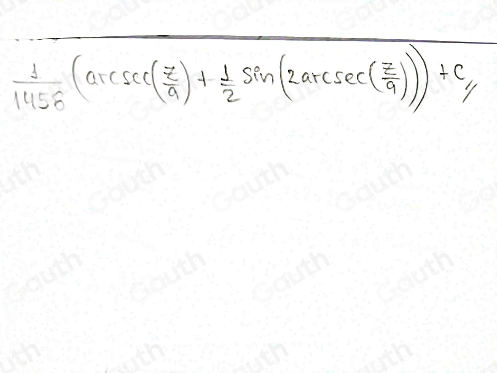  1/1456 (arcsc ( π /9 )+ 1/2 sin (2arcsc ( π /9 )))+c/