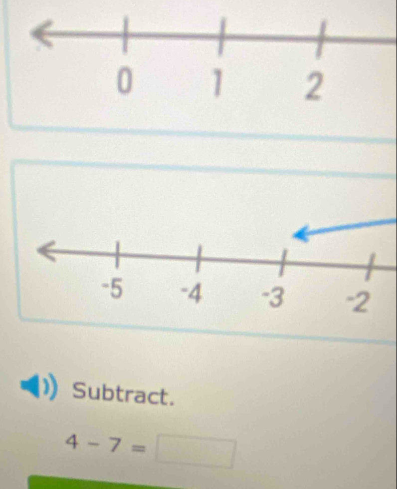 Subtract.
4-7=□