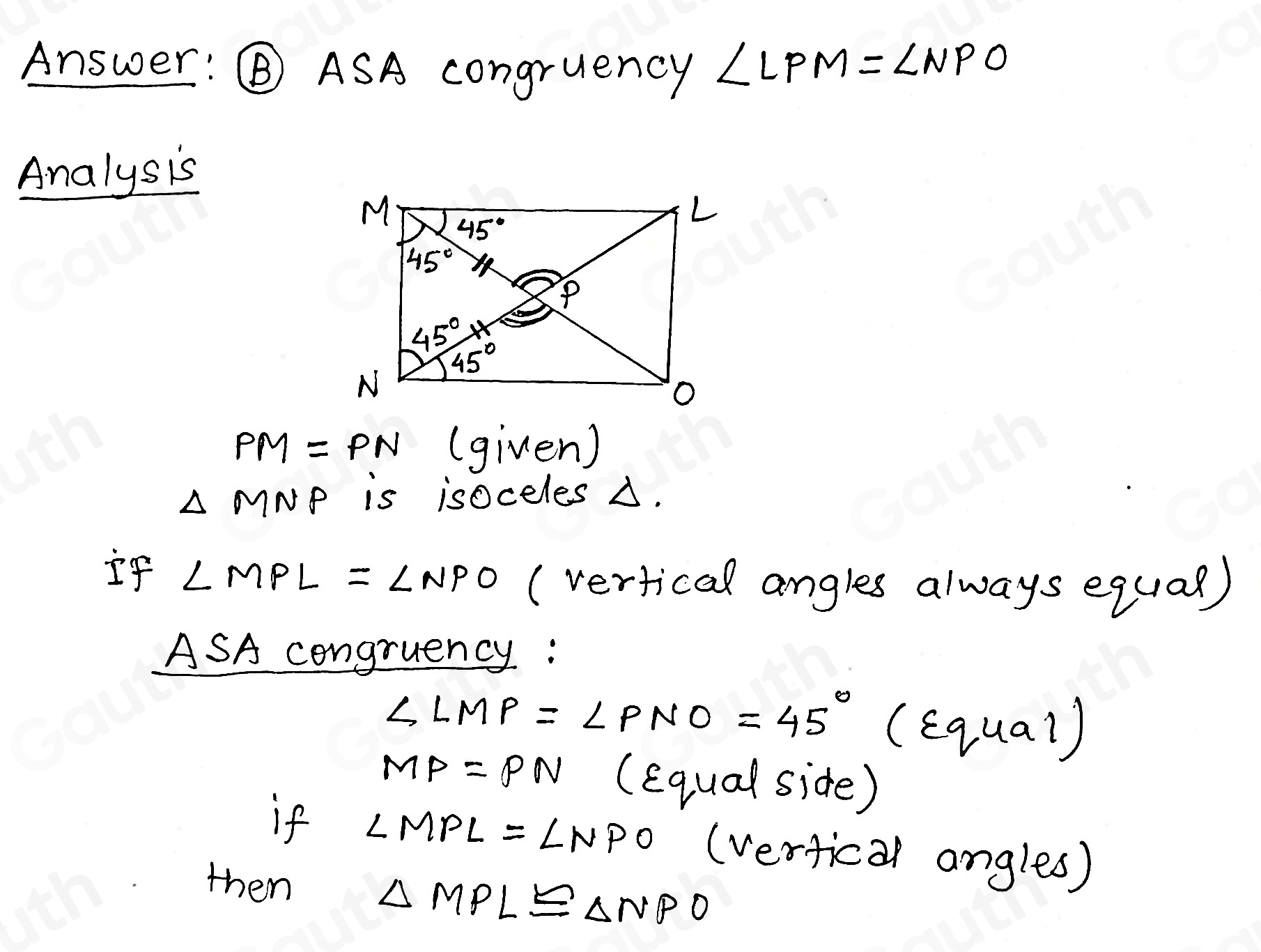 Solved: Given: overline PM≌ overline PN, overline LM⊥ overline MN ...