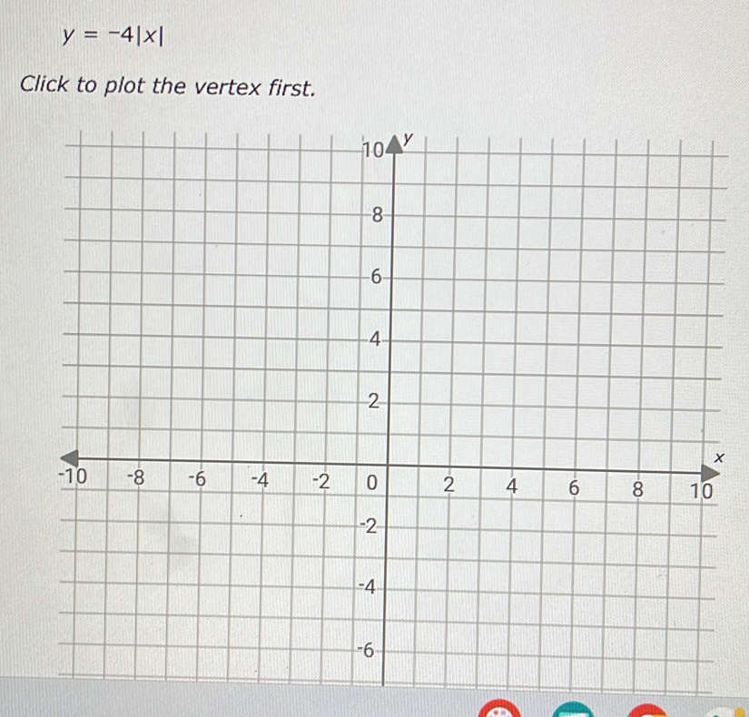 y=-4|x|
Click to plot the vertex first.