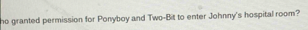 ho granted permission for Ponyboy and Two-Bit to enter Johnny's hospital room?