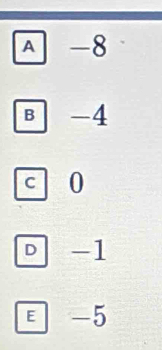 A -8
B -4
C 0
D -1
E -5