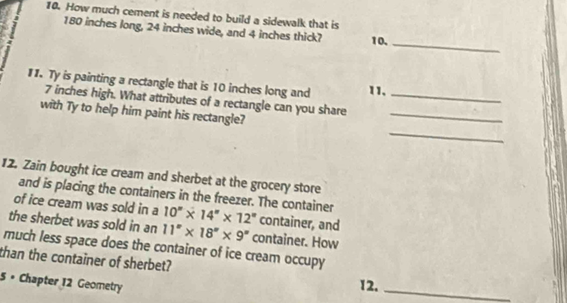Solved: How much cement is needed to build a sidewalk that is 180 ...