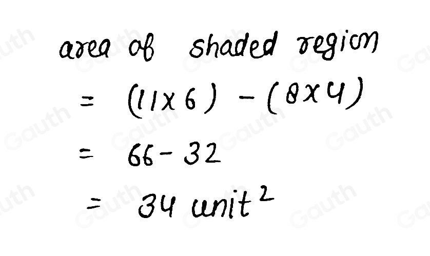 Solved: Given the two rectangles below. Find the area of the shaded ...