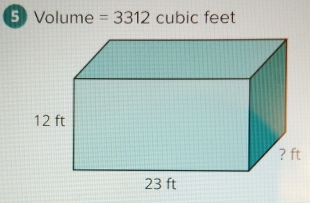 5Volume =3312 cubic feet