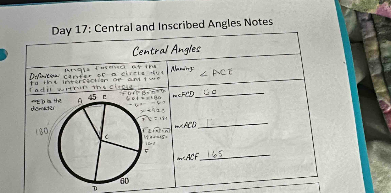 nscribed Angles Notes
D