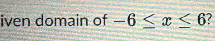 iven domain of -6≤ x≤ 6 ?