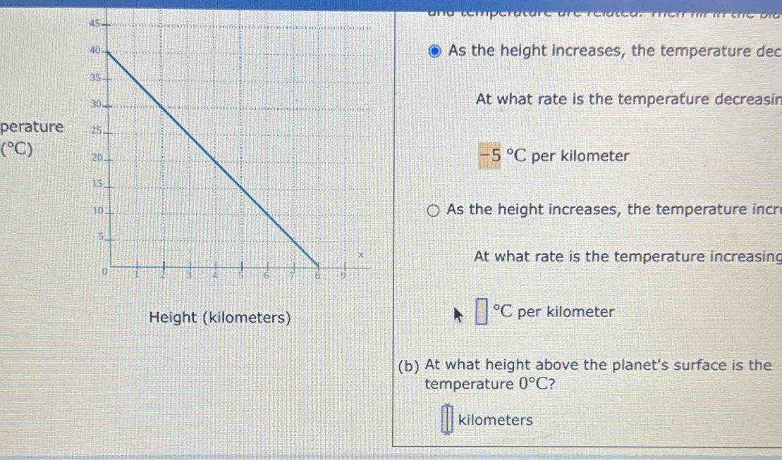 Solved: As the height increases, the temperature dec At what rate is ...
