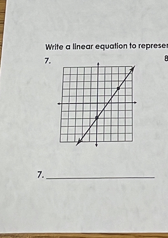 Write a linear equation to represer 
7. 
8 
7._