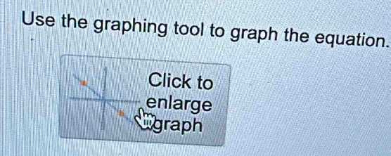 Use the graphing tool to graph the equation. 
Click to 
enlarge 
Agraph