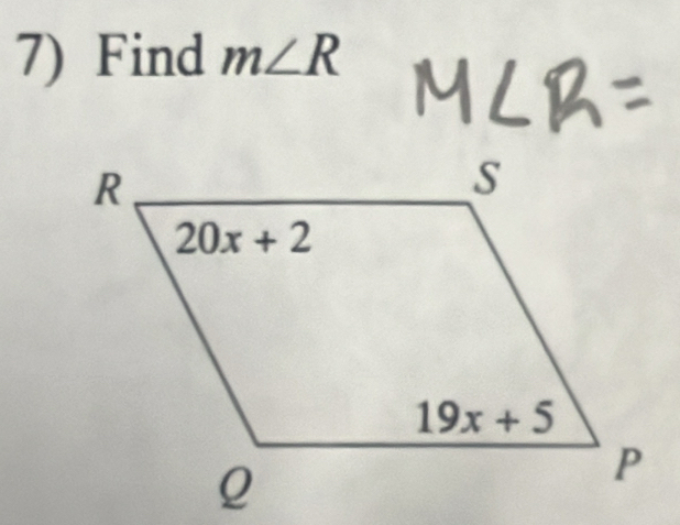 Find m∠ R