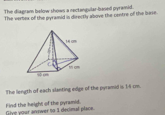 Solved: The diagram below shows a rectangular-based pyramid. The vertex ...