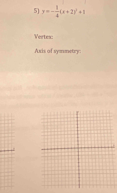 y=- 1/4 (x+2)^2+1
Vertex: 
Axis of symmetry: 
1