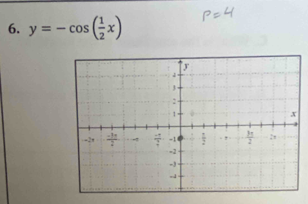 y=-cos ( 1/2 x)