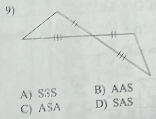 A) S3S B) AAS
C) ASA D) SAS