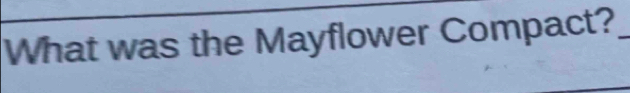 What was the Mayflower Compact?_