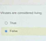 Viruses are considered living.
True
False