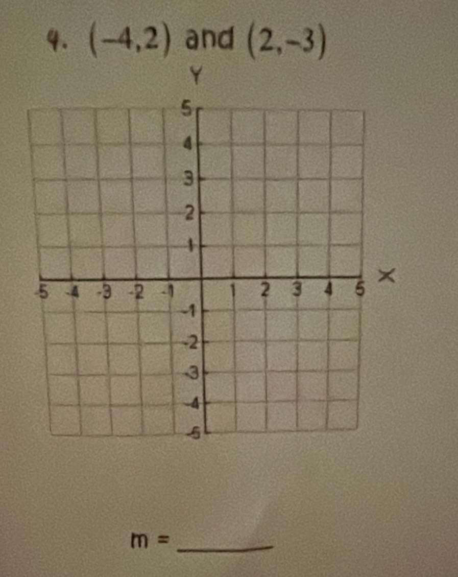 (-4,2) and (2,-3)
m= _