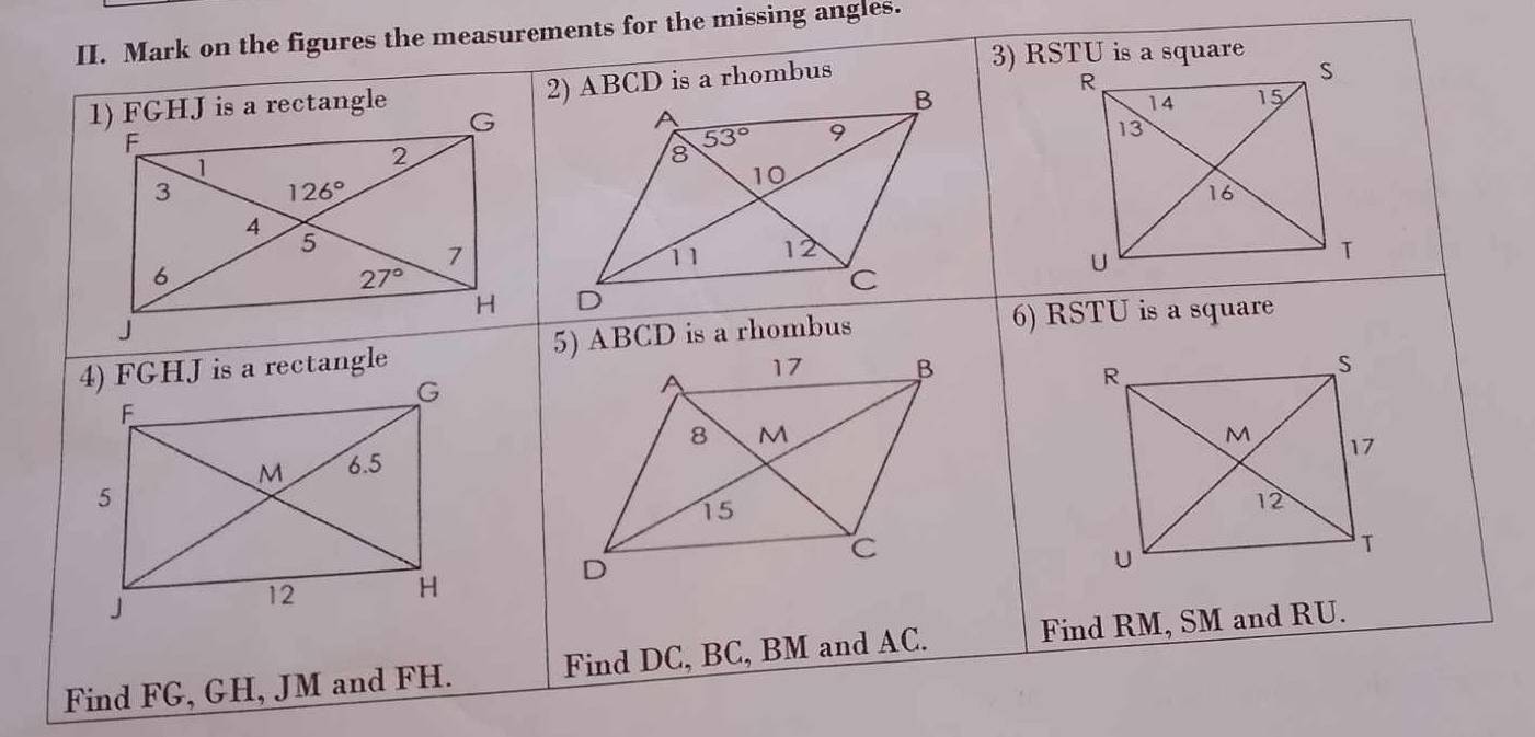 measurements for the missing angles.