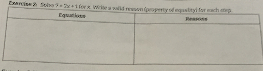 Solve 7=2x+1