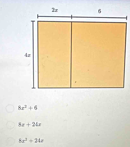 8x^2+6
8x+24x
8x^2+24x