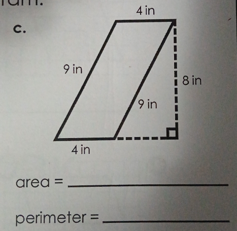 area=
perimeter =_