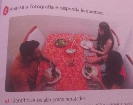 Analise a fotografia e responda às quest 
a) Identifique os alimentos retratados.