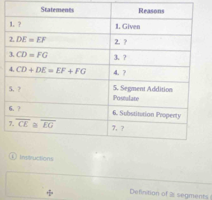 ① Instructions

Definition of ≅ segments