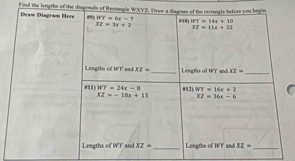 Find the lengths of the diagonals of