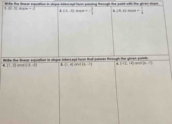 (1,3) and (-3,-5) 5. (1,4) and (6,-1) 6. (-12,14) and (6,-1)