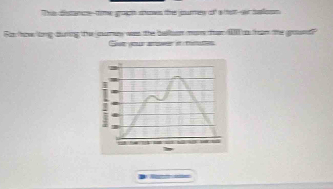 This csstence--tme grach shows the urew o a ho--sr delloon 
So how long during the ourney was the belloon more than 4 a from the gound?" 
S your anewer it tomtes 
Net io