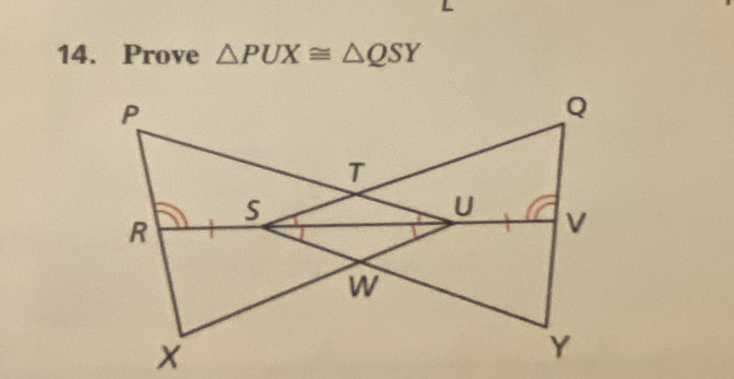 Prove △ PUX≌ △ QSY