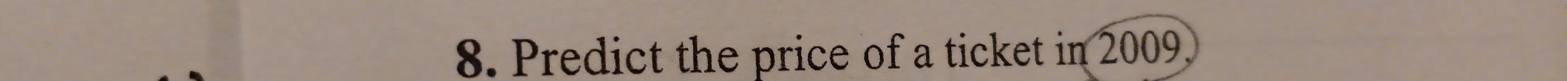 Predict the price of a ticket in 2009.