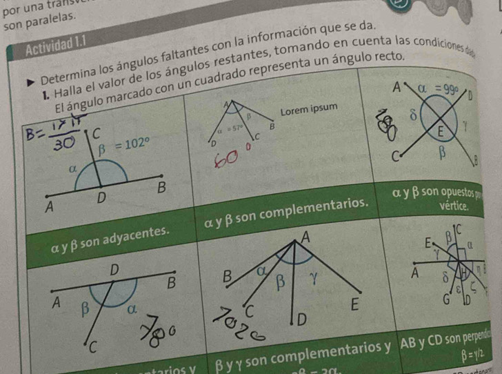 son paralelas.
Actividad 1.1
antes con la información que se da.
s, tomando en cuenta las condiciones d
nort