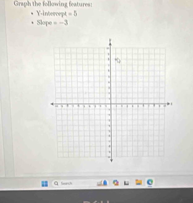 Graph the following features: 
Y-intercept =5
Slope =-3
Search