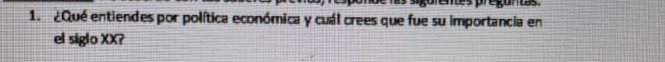 ¿Qué entiendes por política económica y cuál crees que fue su importancia en 
el siglo XX?