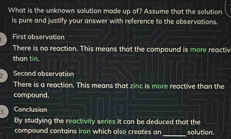 Solved: What is the unknown solution made up of? Assume that the ...