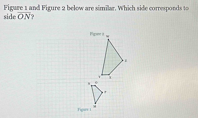 Figure 1 and Figure 2 below are similar. Which side corresponds to 
side overline ON ?