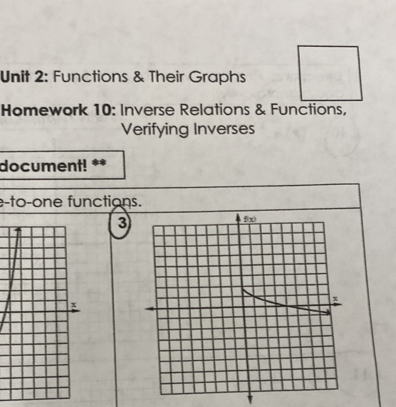 Functions & Their Graphs Homework 10: Inverse Relations & Functions ...