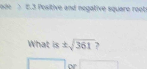 Solved: ade > E. 3 Positive and negative square roots What is ± sqrt ...