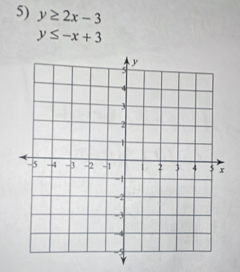 y≥ 2x-3
y≤ -x+3